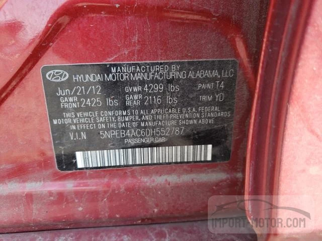 Photo 6 VIN: 5NPEB4AC6DH552787 - HYUNDAI SONATA 