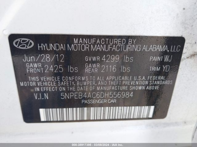 Photo 8 VIN: 5NPEB4AC6DH556984 - HYUNDAI SONATA 