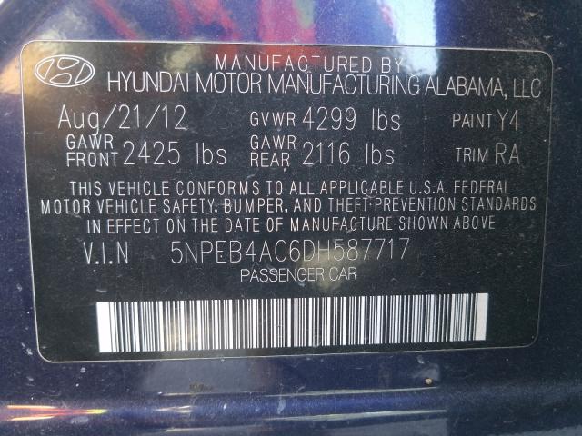 Photo 9 VIN: 5NPEB4AC6DH587717 - HYUNDAI SONATA GLS 