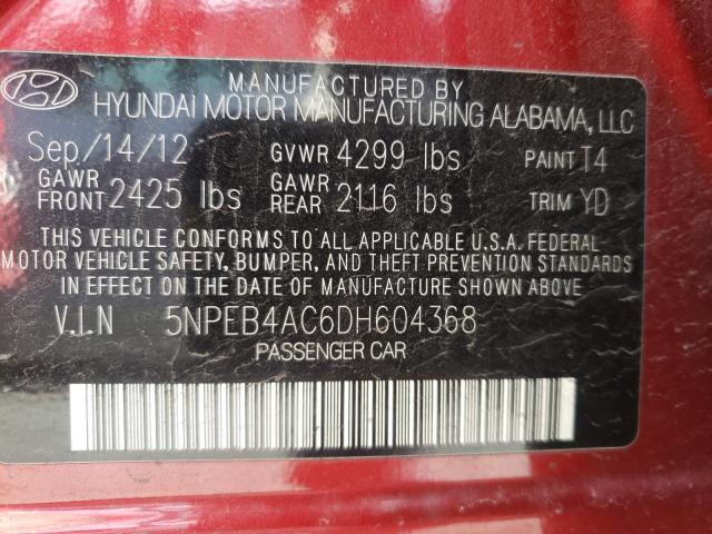 Photo 9 VIN: 5NPEB4AC6DH604368 - HYUNDAI SONATA GLS 