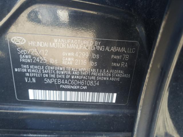 Photo 9 VIN: 5NPEB4AC6DH610834 - HYUNDAI SONATA GLS 