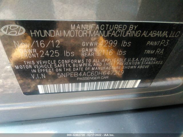 Photo 8 VIN: 5NPEB4AC6DH647219 - HYUNDAI SONATA 