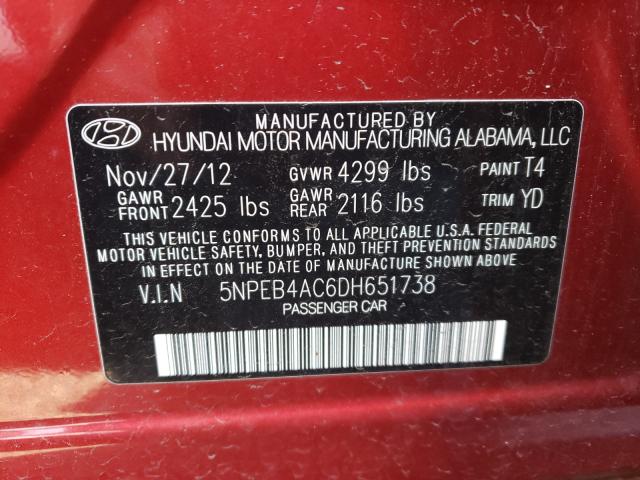 Photo 9 VIN: 5NPEB4AC6DH651738 - HYUNDAI SONATA GLS 