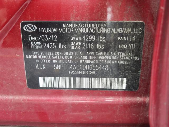 Photo 9 VIN: 5NPEB4AC6DH655448 - HYUNDAI SONATA GLS 