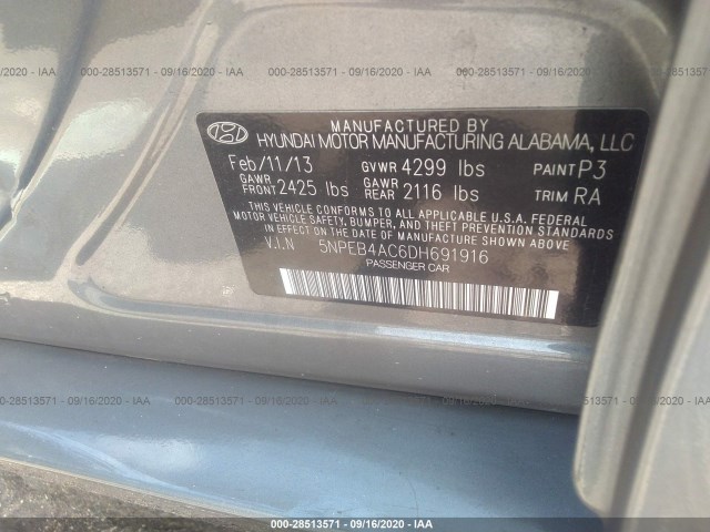 Photo 8 VIN: 5NPEB4AC6DH691916 - HYUNDAI SONATA 