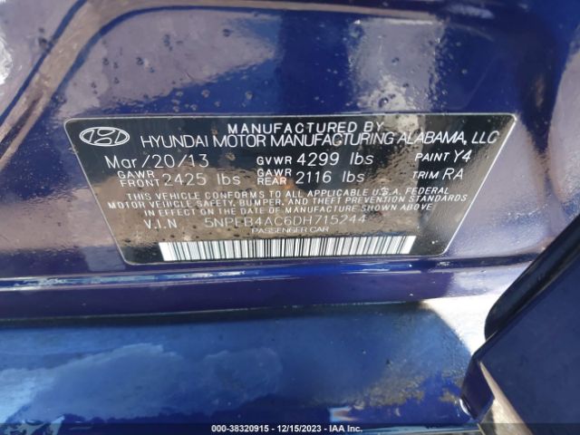 Photo 8 VIN: 5NPEB4AC6DH715244 - HYUNDAI SONATA 