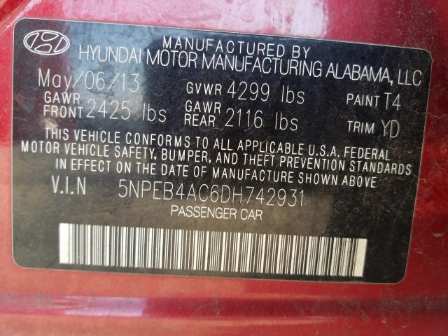 Photo 9 VIN: 5NPEB4AC6DH742931 - HYUNDAI SONATA GLS 