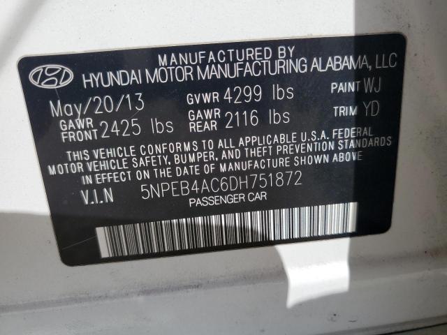 Photo 12 VIN: 5NPEB4AC6DH751872 - HYUNDAI SONATA 