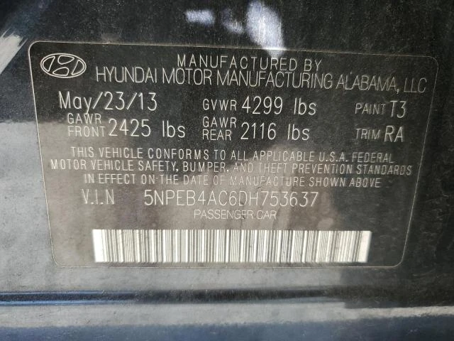 Photo 11 VIN: 5NPEB4AC6DH753637 - HYUNDAI SONATA GLS 