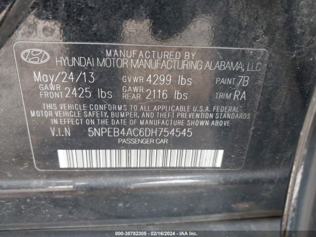 Photo 8 VIN: 5NPEB4AC6DH754545 - HYUNDAI SONATA 