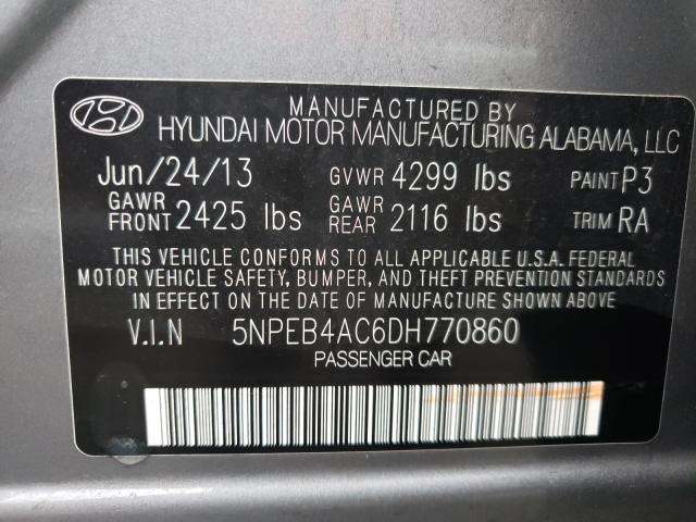 Photo 9 VIN: 5NPEB4AC6DH770860 - HYUNDAI SONATA GLS 