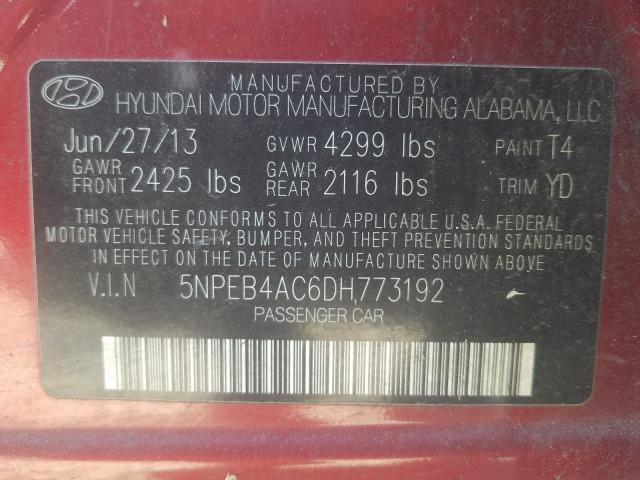 Photo 9 VIN: 5NPEB4AC6DH773192 - HYUNDAI SONATA GLS 