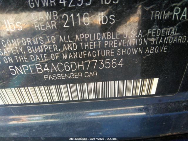 Photo 8 VIN: 5NPEB4AC6DH773564 - HYUNDAI SONATA 