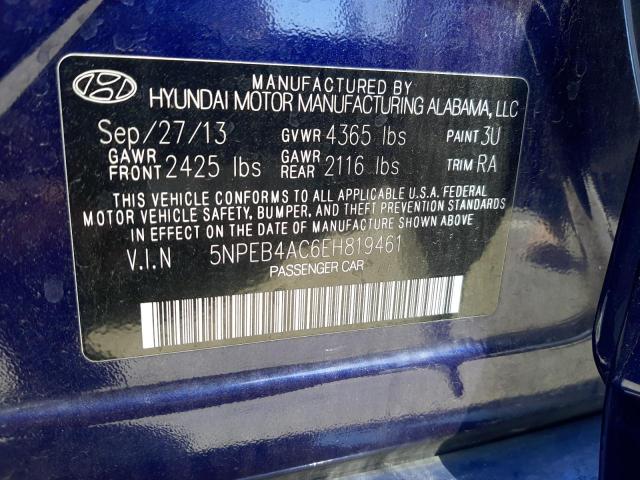 Photo 11 VIN: 5NPEB4AC6EH819461 - HYUNDAI SONATA GLS 