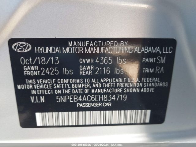 Photo 8 VIN: 5NPEB4AC6EH834719 - HYUNDAI SONATA 