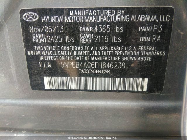 Photo 8 VIN: 5NPEB4AC6EH846238 - HYUNDAI SONATA GLS 