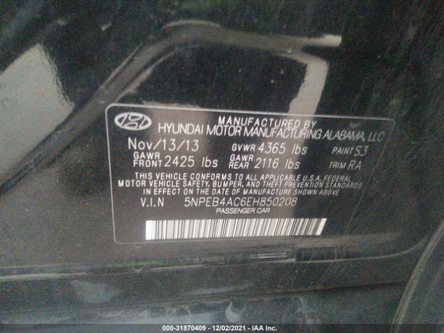 Photo 8 VIN: 5NPEB4AC6EH850208 - HYUNDAI SONATA 