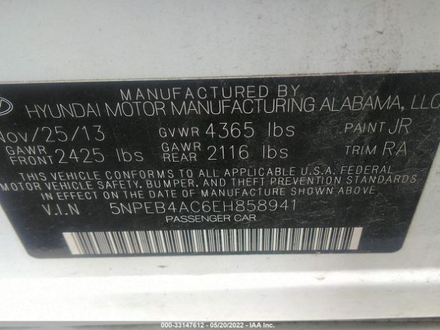 Photo 8 VIN: 5NPEB4AC6EH858941 - HYUNDAI SONATA 