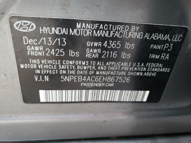 Photo 12 VIN: 5NPEB4AC6EH867526 - HYUNDAI SONATA GLS 