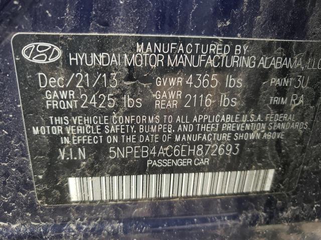 Photo 9 VIN: 5NPEB4AC6EH872693 - HYUNDAI SONATA GLS 