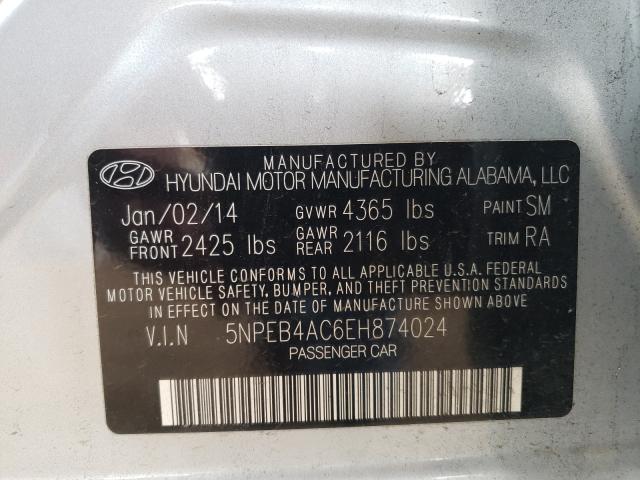 Photo 9 VIN: 5NPEB4AC6EH874024 - HYUNDAI SONATA GLS 