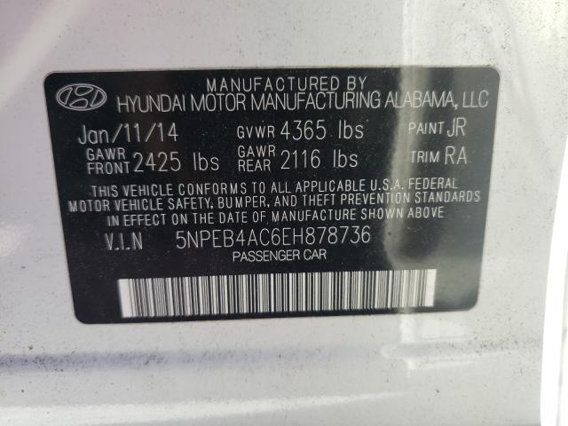 Photo 9 VIN: 5NPEB4AC6EH878736 - HYUNDAI SONATA 