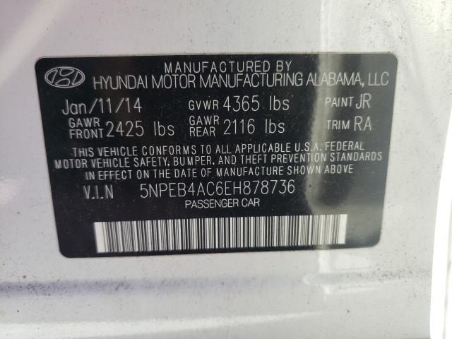Photo 9 VIN: 5NPEB4AC6EH878736 - HYUNDAI SONATA GLS 