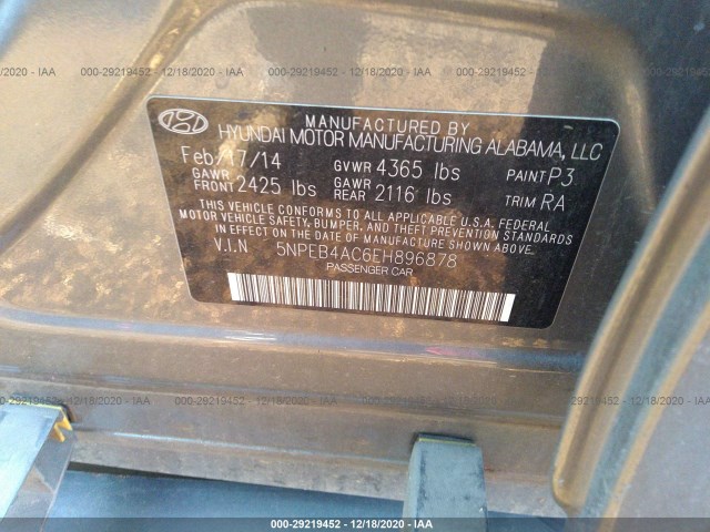 Photo 8 VIN: 5NPEB4AC6EH896878 - HYUNDAI SONATA 