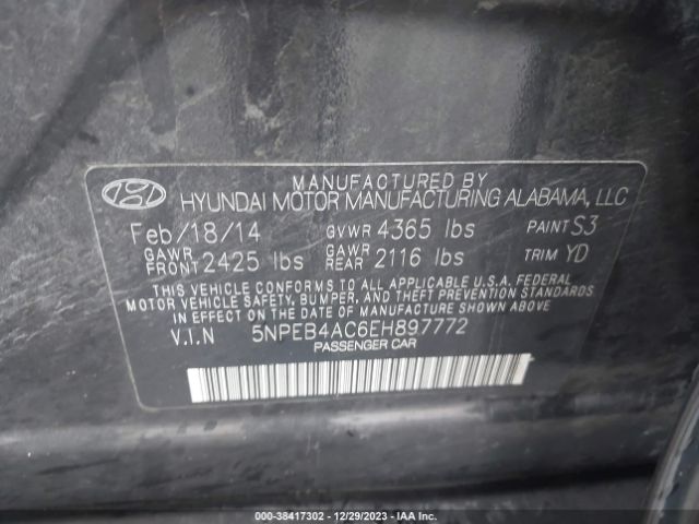 Photo 8 VIN: 5NPEB4AC6EH897772 - HYUNDAI SONATA 