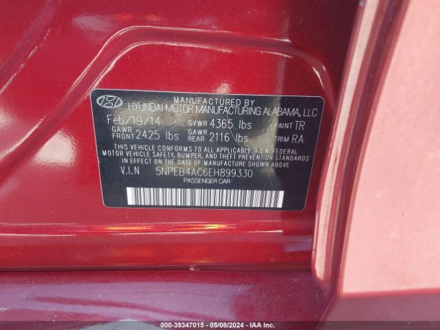 Photo 8 VIN: 5NPEB4AC6EH899330 - HYUNDAI SONATA 