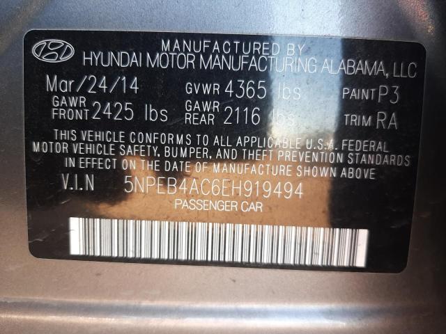 Photo 11 VIN: 5NPEB4AC6EH919494 - HYUNDAI SONATA GLS 