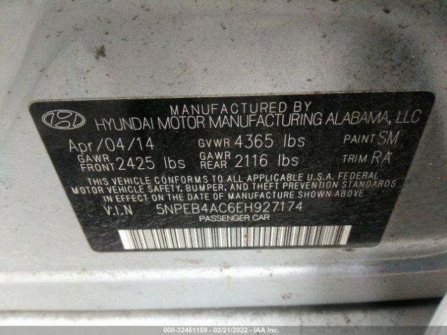 Photo 8 VIN: 5NPEB4AC6EH927174 - HYUNDAI SONATA 