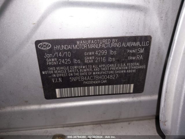 Photo 8 VIN: 5NPEB4AC7BH004827 - HYUNDAI SONATA 