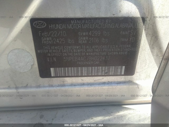 Photo 8 VIN: 5NPEB4AC7BH022437 - HYUNDAI SONATA 