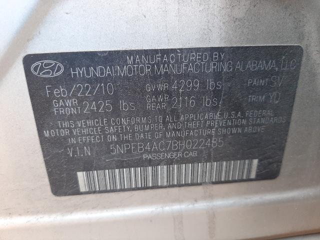 Photo 9 VIN: 5NPEB4AC7BH022485 - HYUNDAI SONATA GLS 