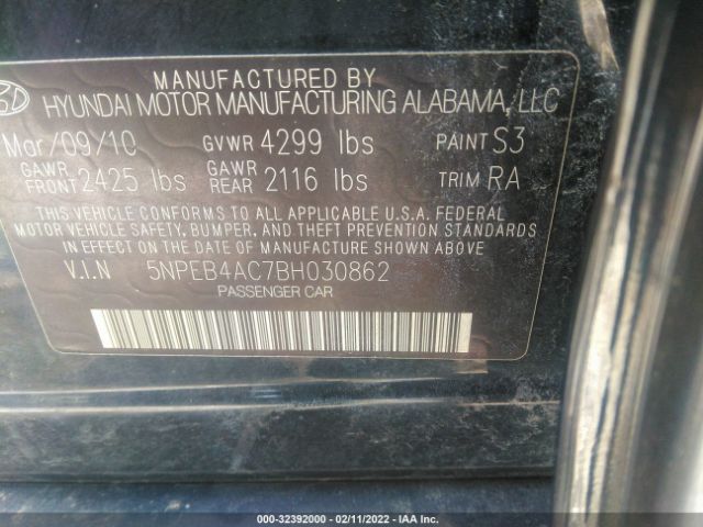 Photo 8 VIN: 5NPEB4AC7BH030862 - HYUNDAI SONATA 