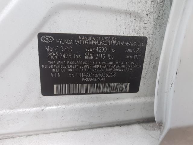 Photo 9 VIN: 5NPEB4AC7BH036208 - HYUNDAI SONATA GLS 