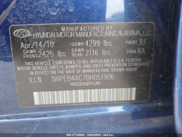 Photo 8 VIN: 5NPEB4AC7BH051906 - HYUNDAI SONATA 