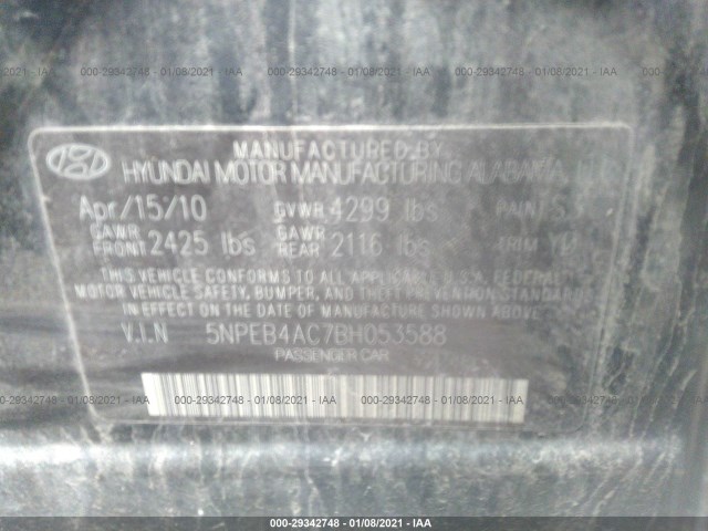 Photo 8 VIN: 5NPEB4AC7BH053588 - HYUNDAI SONATA 