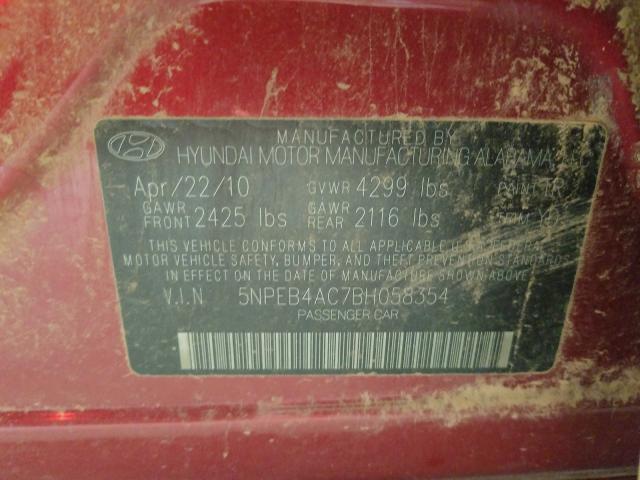 Photo 9 VIN: 5NPEB4AC7BH058354 - HYUNDAI SONATA 