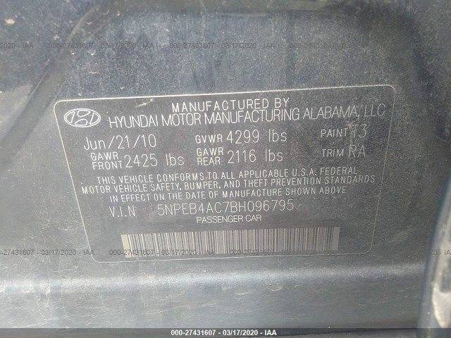 Photo 8 VIN: 5NPEB4AC7BH096795 - HYUNDAI SONATA 