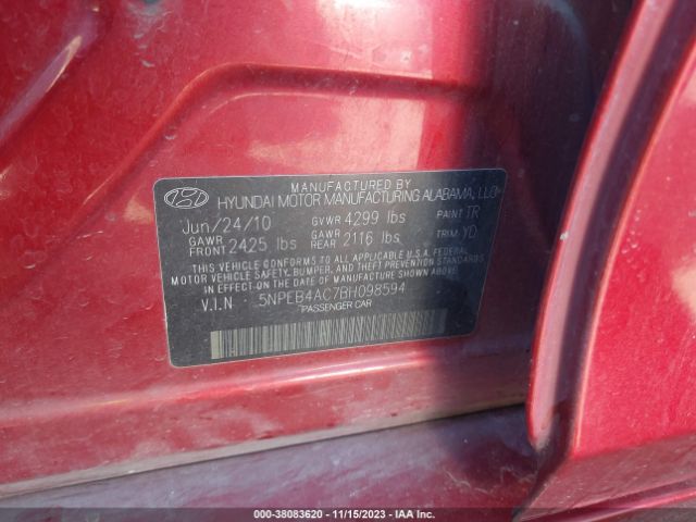 Photo 8 VIN: 5NPEB4AC7BH098594 - HYUNDAI SONATA 