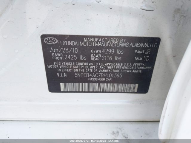 Photo 8 VIN: 5NPEB4AC7BH101395 - HYUNDAI SONATA 