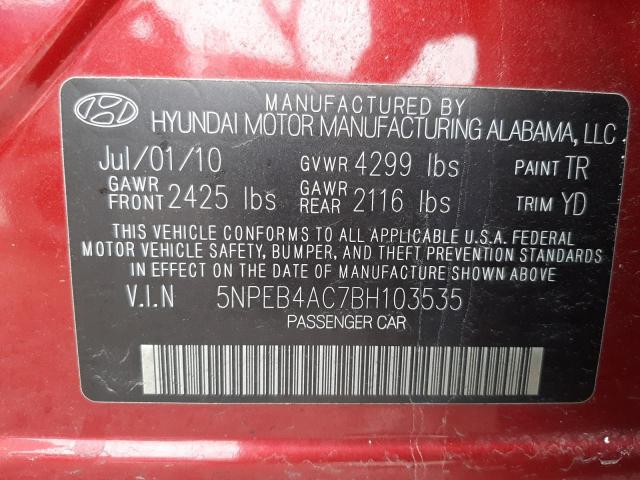 Photo 11 VIN: 5NPEB4AC7BH103535 - HYUNDAI SONATA GLS 