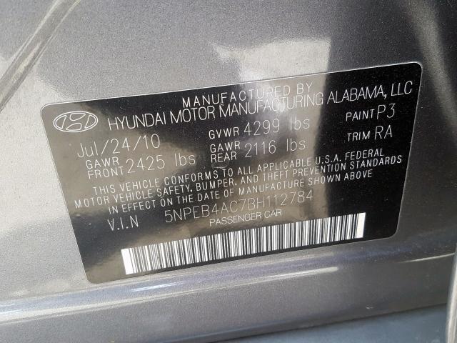 Photo 9 VIN: 5NPEB4AC7BH112784 - HYUNDAI SONATA GLS 