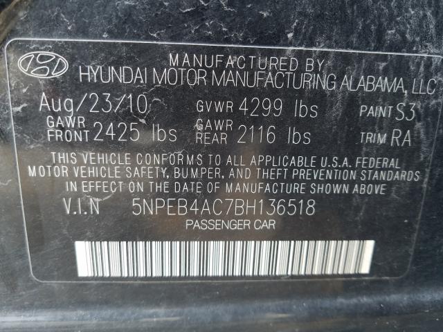 Photo 9 VIN: 5NPEB4AC7BH136518 - HYUNDAI SONATA GLS 