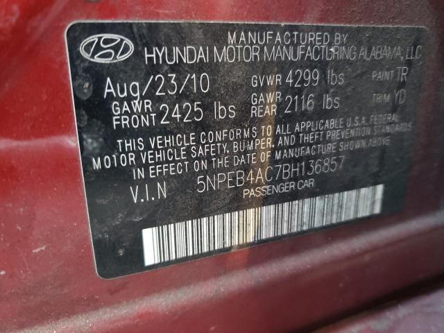 Photo 9 VIN: 5NPEB4AC7BH136857 - HYUNDAI SONATA GLS 