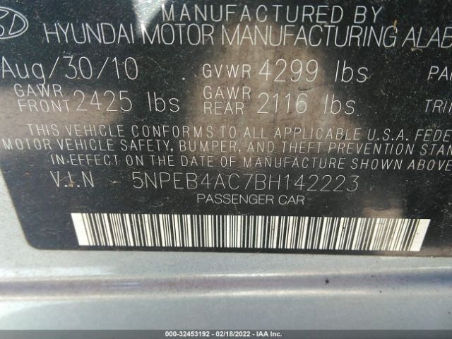 Photo 8 VIN: 5NPEB4AC7BH142223 - HYUNDAI SONATA 