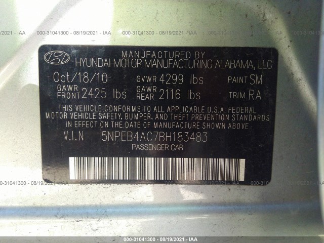 Photo 8 VIN: 5NPEB4AC7BH183483 - HYUNDAI SONATA 