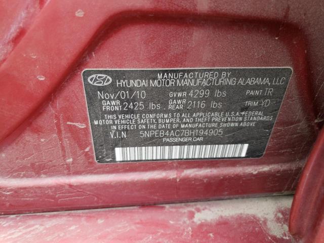 Photo 11 VIN: 5NPEB4AC7BH194905 - HYUNDAI SONATA GLS 